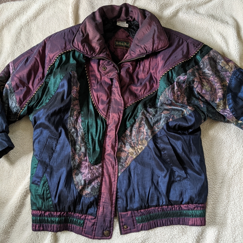 80s 90s Vintage Metallic Patterned Ski Jacket